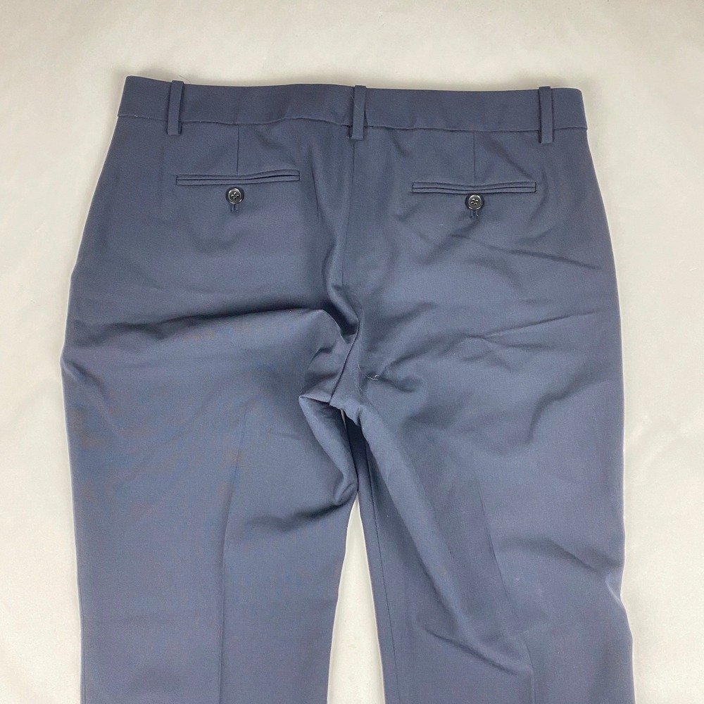 Theory Pants Women's Size 10 Max C3 Sevona Trouser Blue Wool Stretch - Flaw - Picture 7 of 16